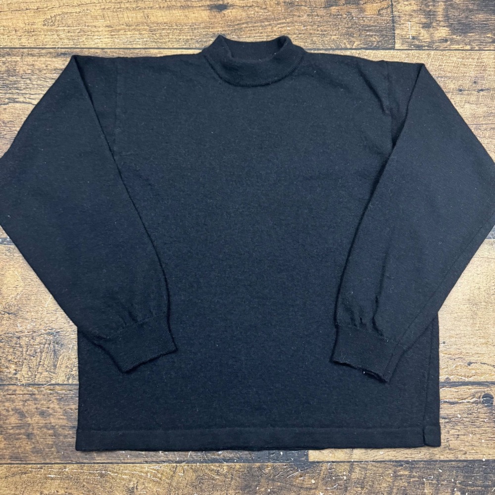 READ Bachrach Black 100% Merino Wool Fine Turtleneck Sweater Made in Italy Women